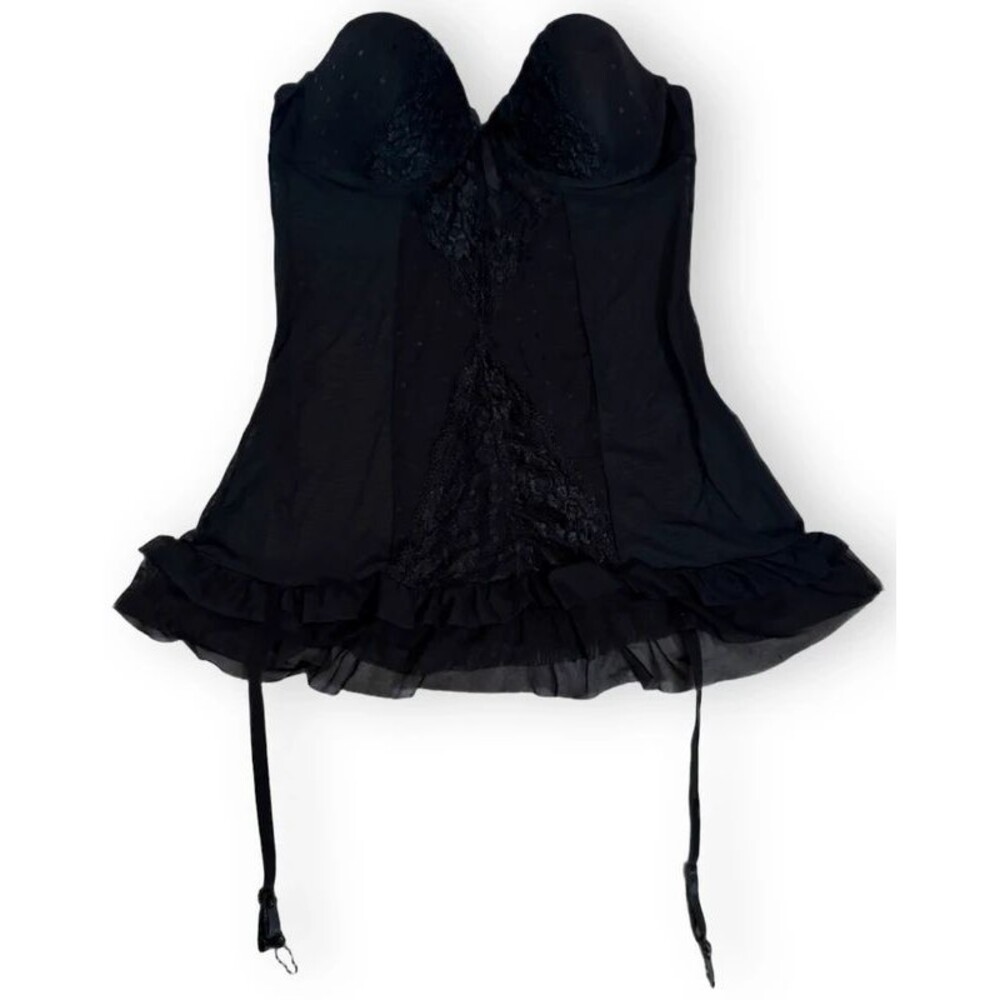 Hot Kiss Black Lace & Mesh Garter Chemise